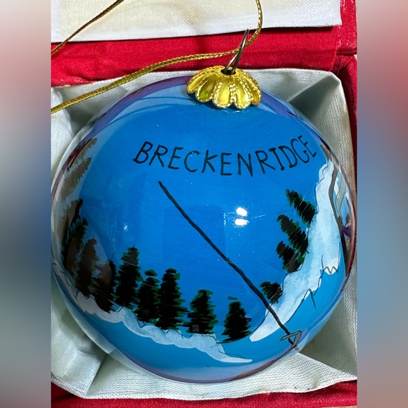 Hand Painted Glass Christmas Ornament - Breckenridge, Colorado Ski. Preowned. - Picture 2 of 6